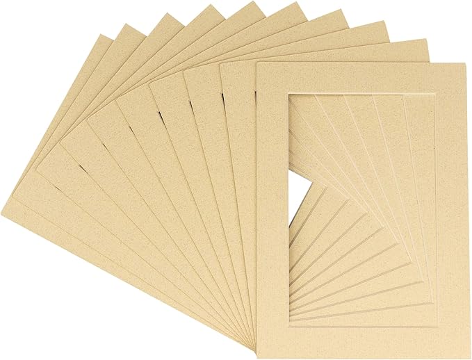 11x14 Mat for 8.5x11 Photo - Precut Tan Picture Matboard for Frames Measuring 11 x 14 Inches - Bevel Cut Matte to Display Art Measuring 8.5 x 11 Inches - Acid Free Pack of TEN MATS