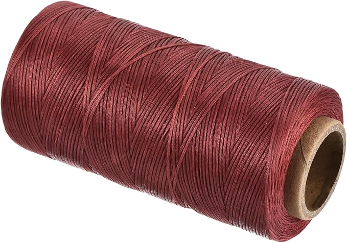 MECCANIXITY Waxed Thread,197 Yard 1mm 210D Flat Wax Thread Polyester Waxed String for Leather Sewing Hand Weaving Book Binding Home Decoration,Wine Red
