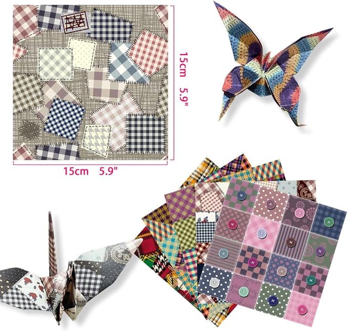 Square Origami Paper 6x6 Double Sided 50 Sheets 50 Colors 70GSM Origami Kit Japanese Chiyo Easy Fold Arts Crafts DIY Handwork Beginner Cloth