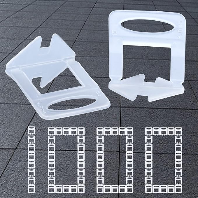 Tile Leveling System Clips Spacers Tile Leveler Clips DIY Tile Leveler Spacers 1000 Pcs 1/32" (1mm) for Professional Ceramic Tile and Stone Installation (1000 1/32")