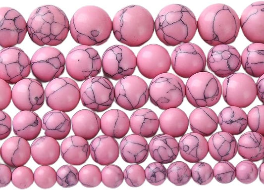 60pcs 6mm Pink Turquoise Beads Natural Stone Round Loose Spacer Beads for Jewelry Making DIY Bracelet Necklace 1 Strand 15inch