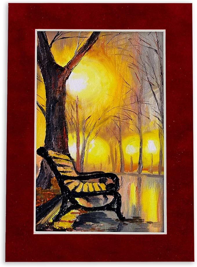 Poster Palooza 8x10 Mat Bevel Cut for 6x8 Photos - Acid Free Bright Red Suede Precut Matboard - for Pictures, Photos, Framing - 4-ply Thickness