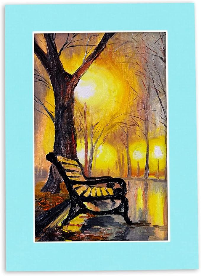 Pack of Ten 8.5x11 Mats Bevel Cut for 7x9 Photos - Acid Free Aquamarine Blue Precut Matboards for Pictures, Photos, Framing - 4-ply Thickness