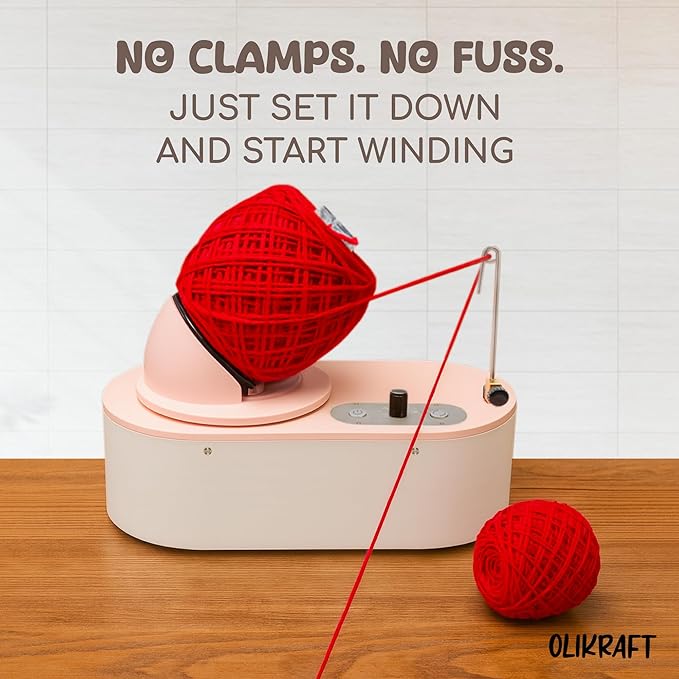 Olikraft Tabletop Electric Yarn Winder for Crocheting | Swift Electric Yarn Ball Winder Large Capacity | Ball Winders | Cake Winders | No Tensioner Included | No Clamp Required (Patented)