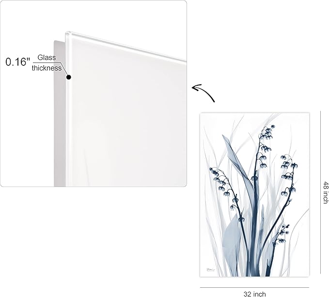 Empire Art Direct Frameless Free Floating Tempered Glass Panel Graphic Wall Art Ready to Hang, 32" x 48", Radiant Blues 2, Blue Flower
