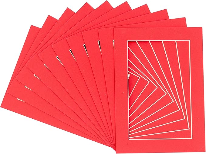 Pack of 25 Acid Free 8.5x11 Mats Bevel Cut for 7x9 Photos - Cardinal Red Precut Matboards For Pictures, Photos, Framing - 4-ply Thickness