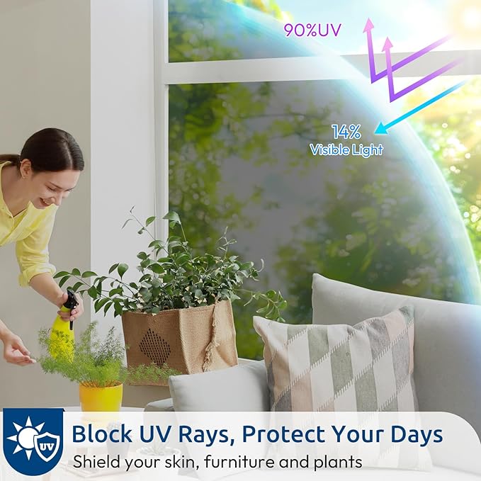 rabbitgoo Window Privacy Film One Way Window Tint for Home, Removable Reflective Heat Sun Blocking Anti UV Glass Door Covering, Mirror Tinting Film House Office, 35.4 in X 13.1 Feet, Black Silver