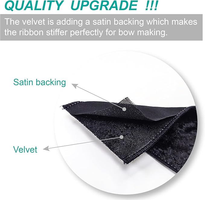 Black Velvet Ribbon 2.5 Inch x 10 Yards for Christmas Tree Topper Home Decoration Wreath Gift Wrapping DIY Craft