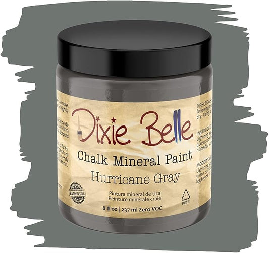 Dixie Belle Paint Company Chalk Finish Furniture Paint - Hurricane Gray (8oz) - Matte Medium Gray Chic Chalk Mineral DIY Furniture Paint