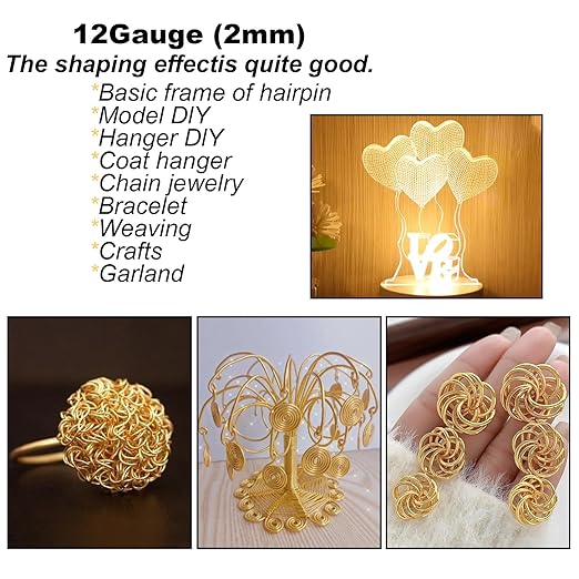 12 Gauge(2mm) Aluminum Wire 35 Yards Anodized Metal Wire for Bonsai Armature Crafting Sculpting Jewelry Craft Making Beading Floral (Pink, 12 Gauge)