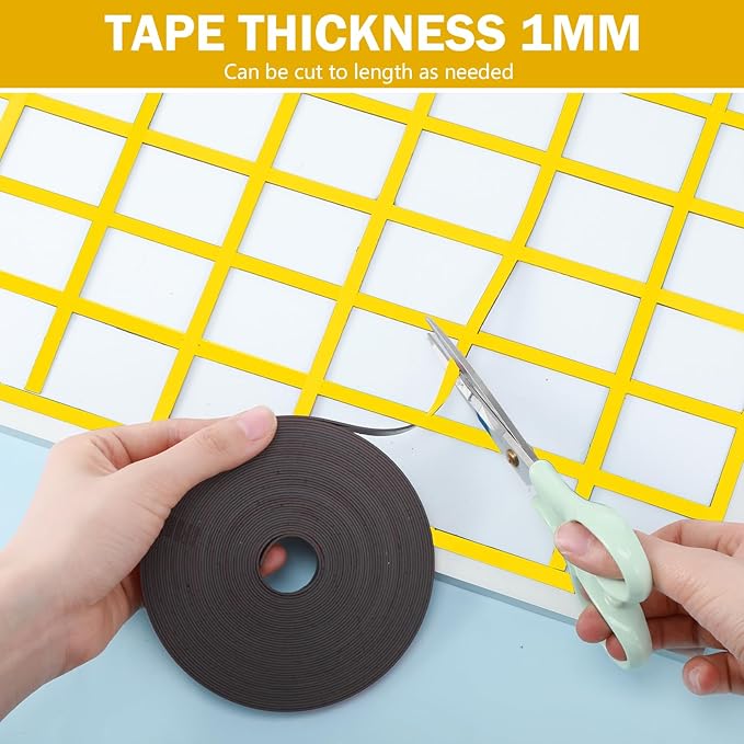 Magnetic Tape Roll Thin Strips, 0.39 Inch x 66 Feet Magnetic Board Dividers Whiteboard Graphic Decorative Tape Marking Line for Classroom Office Art Accessories(Yellow)