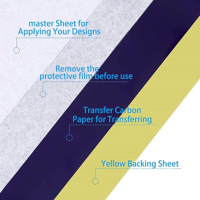 2025 NEW Extended Tattoo transfer paper,100 Sheets Premium Stencil Transfer Paper for Tattooing，4 Layers 8.5" X 16.5"