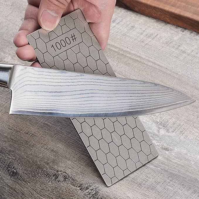 Diamond Sharpening Stone, Knife Sharpener Stone Whetstone Honeycomb Surface Plate with Non-slip Base for Pocket Knives Scissors (320/400/600/1000/1500/2000/3000 Grit，with Angle Guide and Leather)