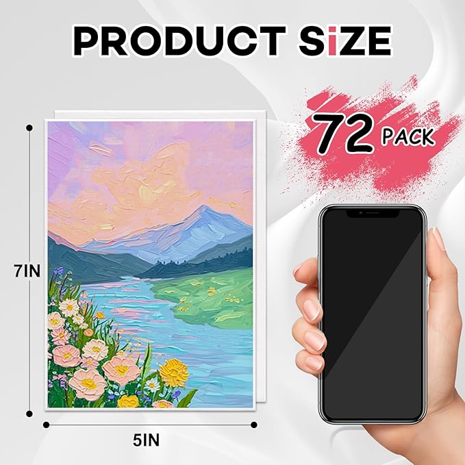 ESRICH Small Canvases for Painting, 5x7 Canvas for Painting 72 Pack, Mini Canvas Primed Acid-Free Blank Painting Canvas Panels for Oil, Watercolor, Acrylic Paint.