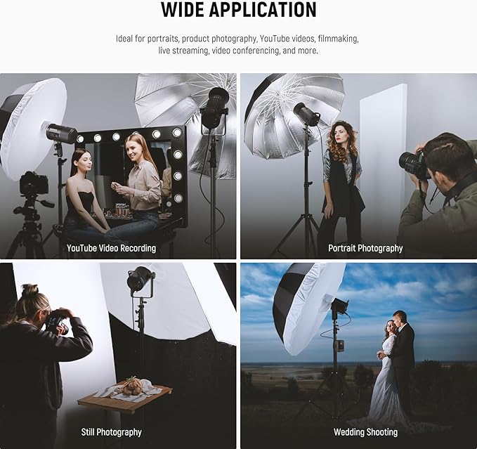NEEWER 65"/165cm Parabolic Reflective Umbrella Photography with Silver Inner, Soft Lighting with Diffuser Cover, Bag, Quick Fold for Camera Photo Studio Video Light Shooting Monolight Flash, NS3U