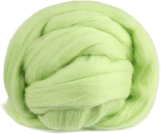 3.53oz Wool Roving Yarn, Wool Felting Supplies, Pure Wools, Chunky Yarn, Spinning Wool Roving for Needle Felting Wet Felting DIY Hand Spinning (Light Green)