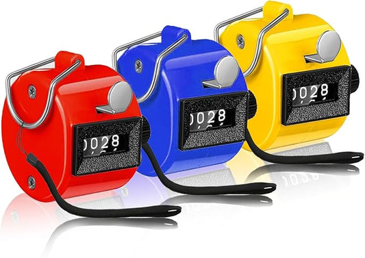 Handheld Clicker Counters - Golf Digital 4-Digit Baseball Finger Click Mechanical Tally Counter with 3pcs Lanyard for Sports Events Coaching Counting