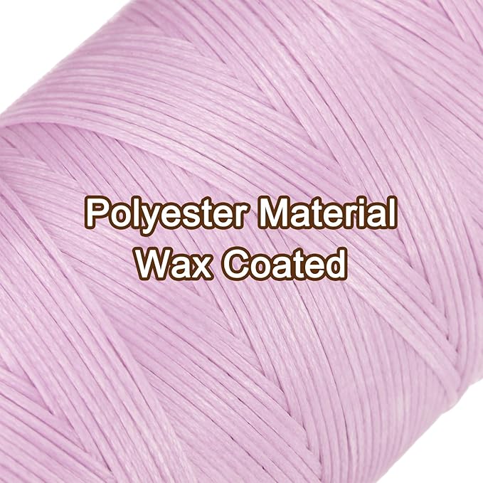 uxcell 150D 0.8mm Flat Waxed Thread 284 Yards Polyester Leather Sewing Waxed String Hand Stitching Waxed Cord for Leather Stitching Sewing Bookbinding DIY Craft Purple Brown