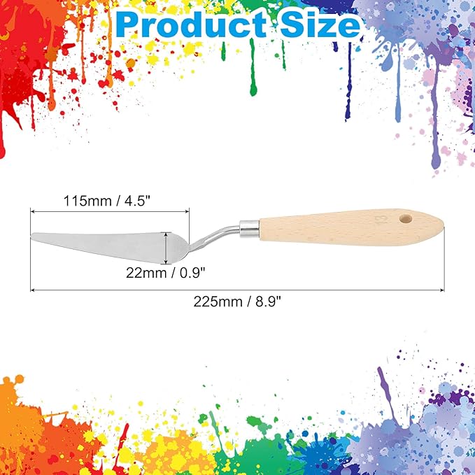 PATIKIL Art Spatula, No.13 22mm Stainless Steel Flexible Palette Knife Painting Knife Painting Spatula Oil Painting Mixing Scraper with Wood Handle for Canvas Acrylic Painting, Brown