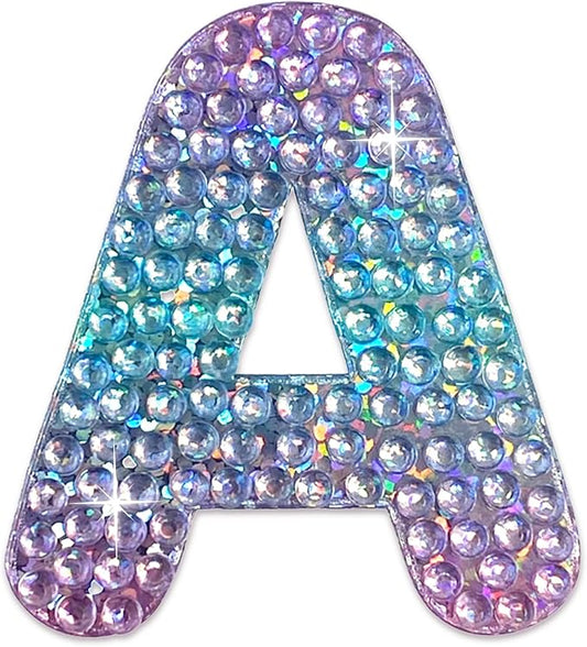 StickerBeans® Rhinestone Alphabet Letter Sticker A - Unique Sparkly Design 2” x 2” Cut-to-Shape Adhesive - Personalization, Collecting, Gifting, Scrapbooking, Decorating Laptops, Phone Cases, All Ages