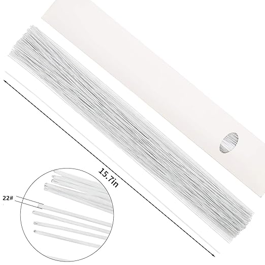 CCINEE 22 Gauge White Floral Wire Stem for Flower Arrangement Craft Supply,16 Inch,150PCS