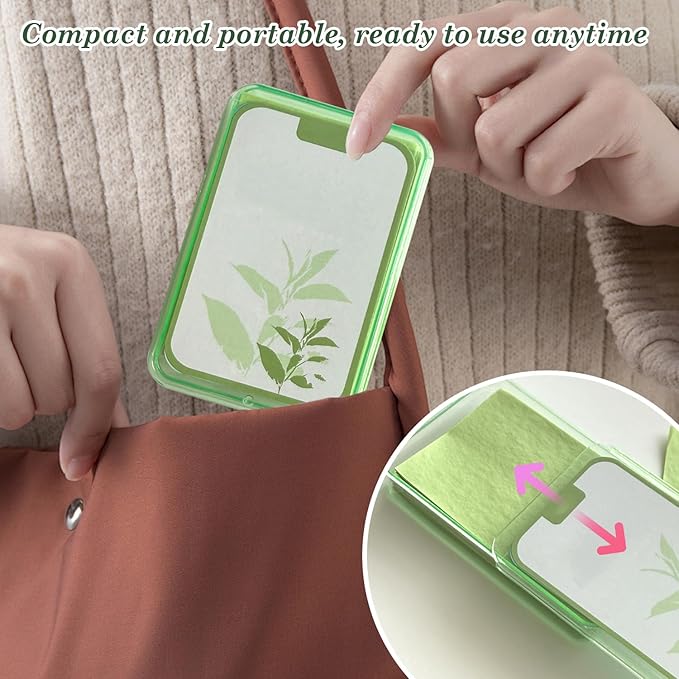 EKIND Oil Blotting Papers Make Up Pads for Face Shine Control Men Women, with Control Smooth Cover Box Portable Oil Absorbing Tissues for Oily Skin(300 Sheets,Green)
