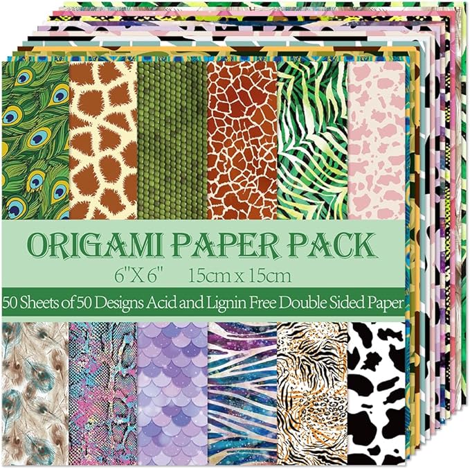 Origami Paper Kit Dobule Sided 100 Sheets 100 Colors 6 Inch Japanese Chiyo Square Easy Fold Arts Crafts DIY Handwork Origami Papers Beginner Animal Fur Bee