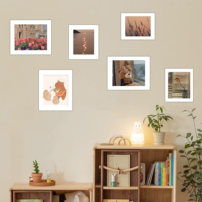 HOTUO 10 Pack Acid Free White Picture Frame Mats, Pre-Cut 11x14 Picture Mats with Ivory Core Bevel Cut for 8x10 Photo, Signature Friendly 4 Ply Thickness Photo Mat for Frames/Artwork/Print/Picture