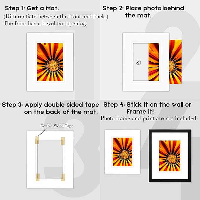 Golden State Art, 11x14 Double Mats for 8x10 - for Photos, Pictures, Frames - Acid-Free, 5 Pack, Off White Over Off White