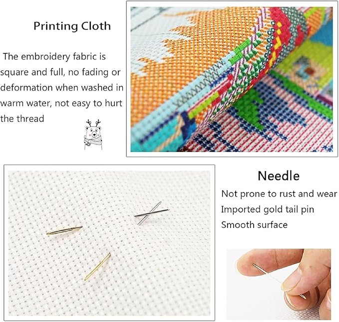 Fanxvivy Stamped Cross Stitch Kits for Adults Beginners Pillow Needlepoint Kit with Embroidery Pattern Needlework Kit Prestamped Stitches Kit 11CT Cross Stitching-Van Gogh Starry Fox 18x18 inch