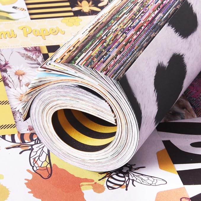 Origami Paper Kit Dobule Sided 100 Sheets 100 Colors 6 Inch Japanese Chiyo Square Easy Fold Arts Crafts DIY Handwork Origami Papers Beginner Animal Fur Bee