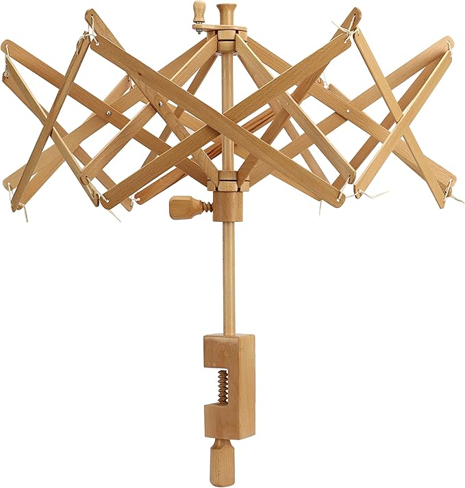 Brainmart Wooden Yarn Swift Umbrella Swift Yarn Winder Knitting Crocheting X-Large Heavy Duty Natural Beach Wood Handmade Swift, Holds up to a 6' Circumference Skein