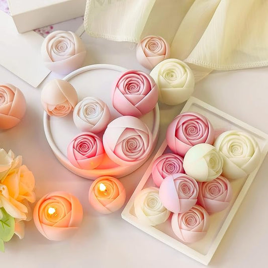 2 Pack Flower Succulent Candle Mold - Rose Flower - Resin Casting Silicone Molds for Home Decor & Candle Making Wave Spiral Mold