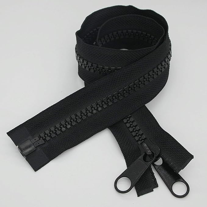 Leekayer 1PCS #10 72 Inch Heavy Duty Zippers for Sewing Separating Large Plastic Zippers Black Tape with Double Pull Tab Slider, Sleeping Bag, Boat, Canvas, Cover, Trampoline, Dog Bed,Tent (72" 1pcs)