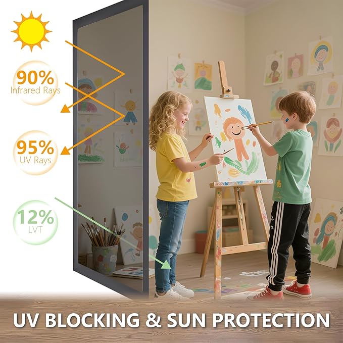 LEMON CLOUD One Way Window Privacy Film See Out Not in Reflective Mirror UV Window Cling Sun Blocking Heat Control Glare Control with Tools,35.4 Inch x 78.7 Inch