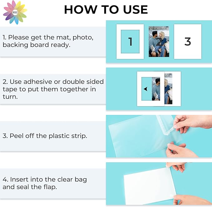 Mat Board Center, Pack of 25, 11x14 for 8x10 White Picture Mat Sets - Acid Free, 4-ply Thickness, Bevel Pre-Cut White Core - Includes Backing Boards and Clear Bags - for Pictures, Photos, Framing