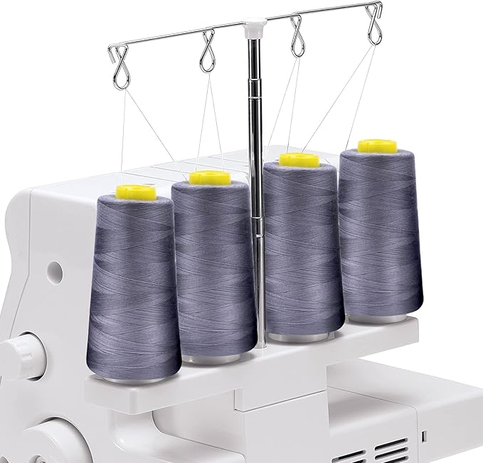 Tortoise 4 Cones of 3000 Yards Each Spool Thread for All Purpose, Quilting, Serger, Overlock Sewing Machines - 100% Polyester - Mid-Grey