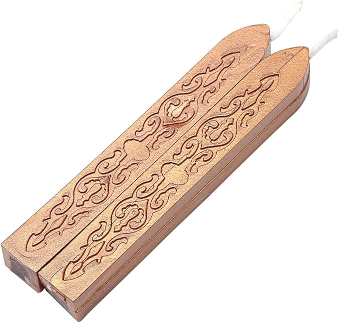 Wax Seal Sticks, Yoption 5 Pcs Totem Fire Manuscript Sealing Seal Wax Sticks with Wicks Cord Wick Sealing Wax for Postage Letter Retro Vintage Wax Seal Stamp (Dark Golden)