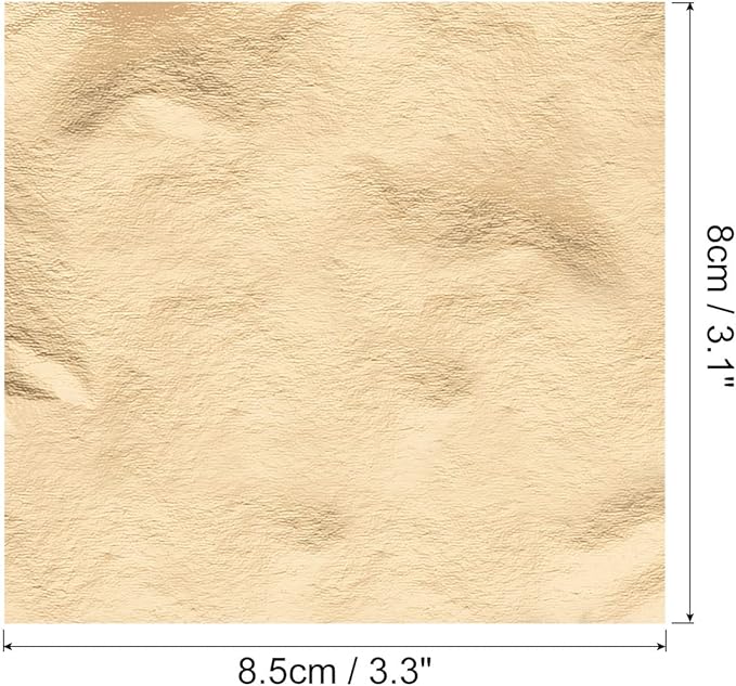 MECCANIXITY Gold Leaf Foil Sheet Champagne Gold Leaf Paper 3.3 x 3.1inch for Art Decoration, Sculpture, Painting, Pack of 100