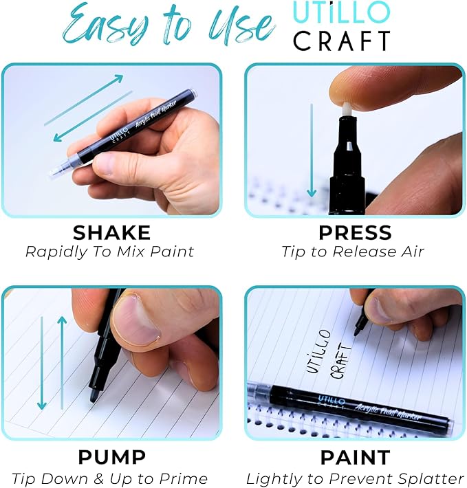 White+Black Paint Pen (8-Pack) Extra Fine Tip Made in Japan | Bold Color+100% Coverage | For Rock, Wood, Glass, Paper, Fabric, Canvas, Metal and More! | 0.7mm Paint Pens | Acrylic Paint Pens