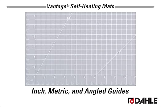 Dahle Vantage 10681 See-Through Premium Self-Healing Cutting Mat, 12"x18", 1/2" Grid, 5 Layers for Max Healing, Perfect for Crafts & Sewing, Clear