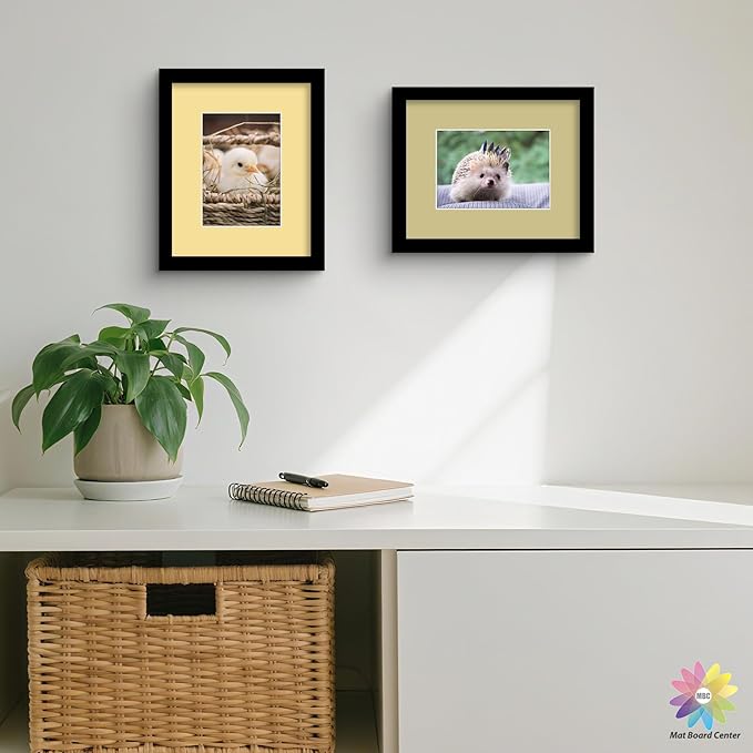 Mat Board Center, Pack of 25, 8x10 for 5x7 Mixed Color Mats - Acid Free, 4-ply Thickness, White Core - for Pictures, Photos, Framing