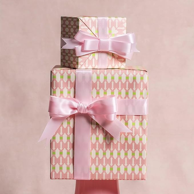 1" x 100 Yards Light Pink Polyester Satin Ribbon Single Faced Bulk Fabric Ribbons for Gift Wrapping, Crafting, Bows Making, Flower Bouquet, Wedding, Home Decor
