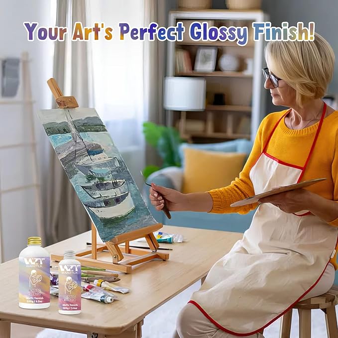 Acrylic Varnish, Professional Gloss Varnish for Acrylic Painting, Seals and Protects Artworks, Non-Toxic, Art Acrylic Paint Sealer for Handmade Artists, Painter & Kids (100ml/Gloss)