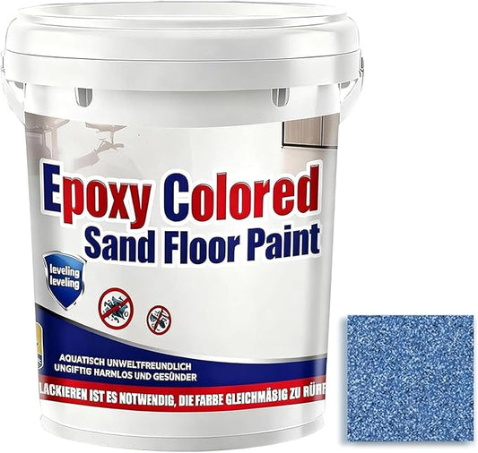 Epoxy Colored Sand Floor Paint, Epoxy Floor Paint for Concrete, High Gloss Marble Effect Coating, Waterproof Non-Slip Concrete Paints, Suitable for Indoor/Outdoor Use (Light Blue,640 oz/20 kg)