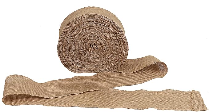 KINJOEK 5 Inch Wide 11 Yards Burlap Ribbon, Natural Jute Fabric Ribbon Crafts Ribbon for Christmas Wedding Gifts Burlap Fabric DIY for Decoration