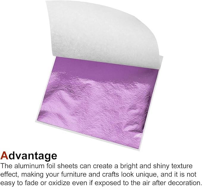 MECCANIXITY Gold Leaf Foil Sheet, Pink Purple Leaf Papers, 3.3 Inch x 3.1 Inch for Art Decoration, Sculptures, Painting, Pack of 150 Pcs
