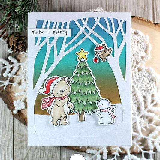 Cutting Dies Metal Stencils Scrapbooking Tools Flowers Lace Frame DIY Embossing Template for Paper Card Making Album Arts Crafts Supplies (Snowman Jungle Frame-11.1x14.2cm)