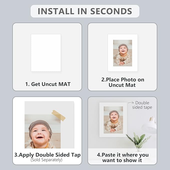 Somime 10 Pack Backing Boards, 8.5x11 Uncut White Mats Matboards, Acid-Free Backerboards for Art Prints, Ideal for Photos, Pictures, Prints, and Frames