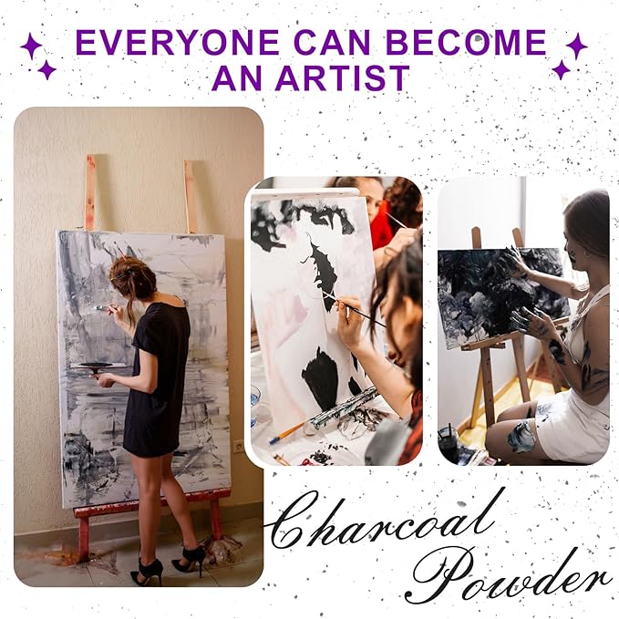 Premium Charcoal Powder for Drawing and Art, Drawing Charcoal for Sketching, Shading, Blending with Beginners & Pro Artists (16 Ounces)